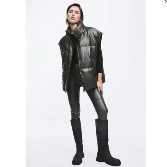 ZARA vegan faux leather black pants leggings size S NWOT - Picture 8 of 8